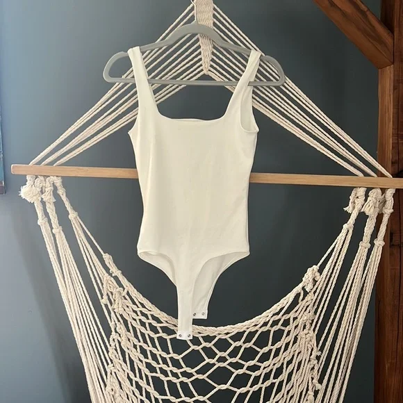 Live In The Moment White Squareneck Body Suit Small - Picture 4 of 4